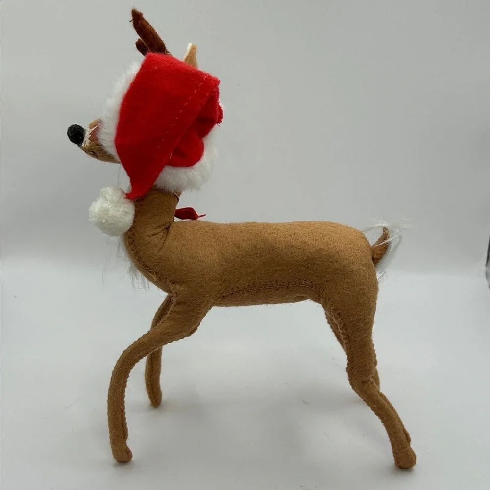 Annalee Reindeer Plush with Santa Hat and bell